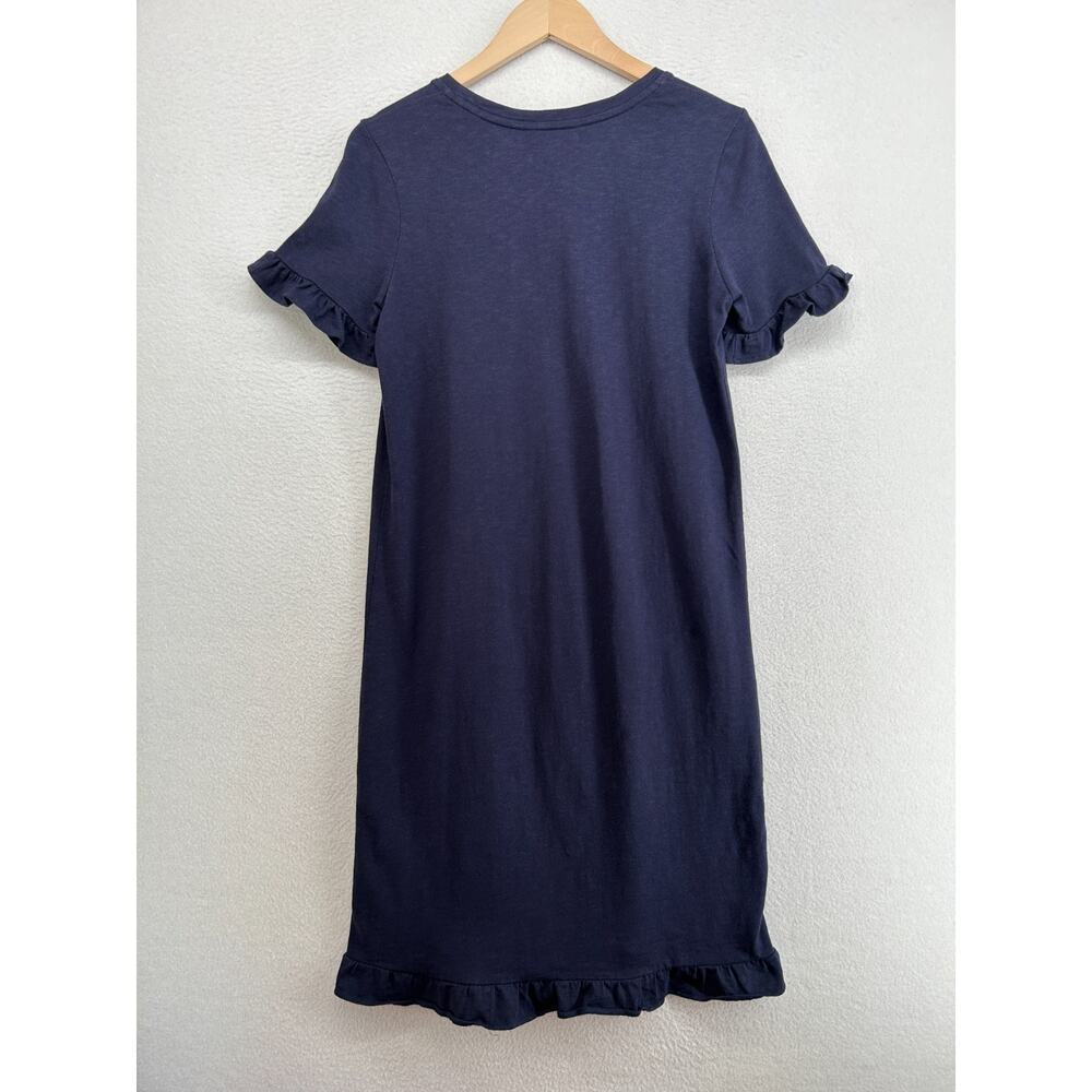 BODEN Dress 8R Emily Slub Jersey T-Shirt Shift Ruffle Short Sleeve Cotton Blue - Picture 2 of 14